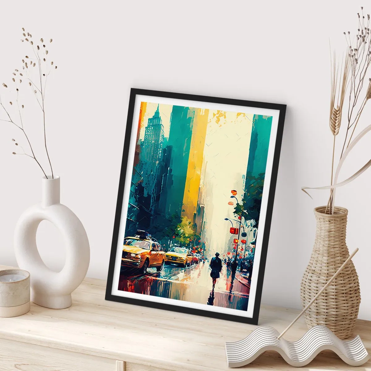 Poster în ramă neagră - New York - aici și ploaia este colorată - 61x91 cm