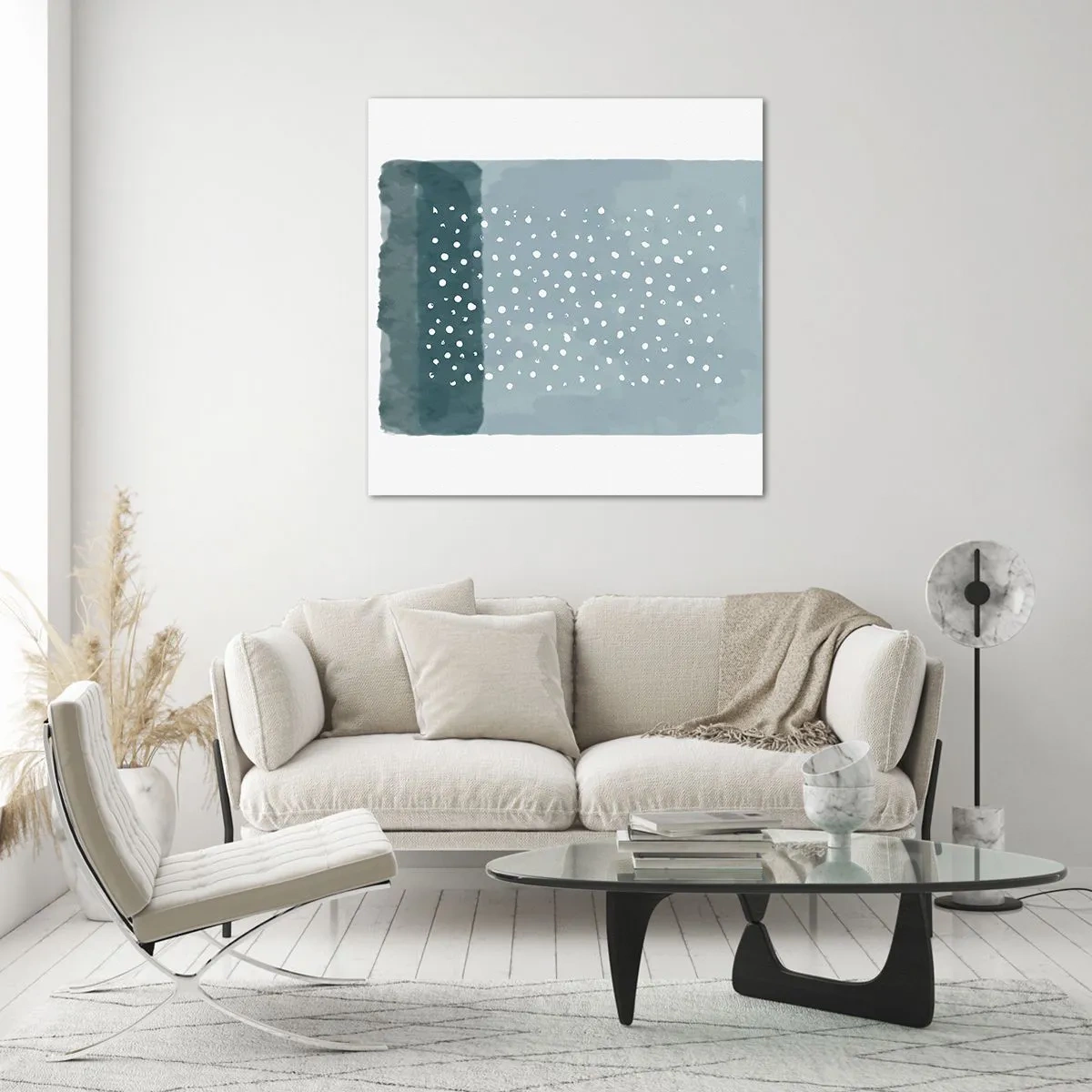 Tablou pe sticlă - Crescute pe albastru - 40x40 cm