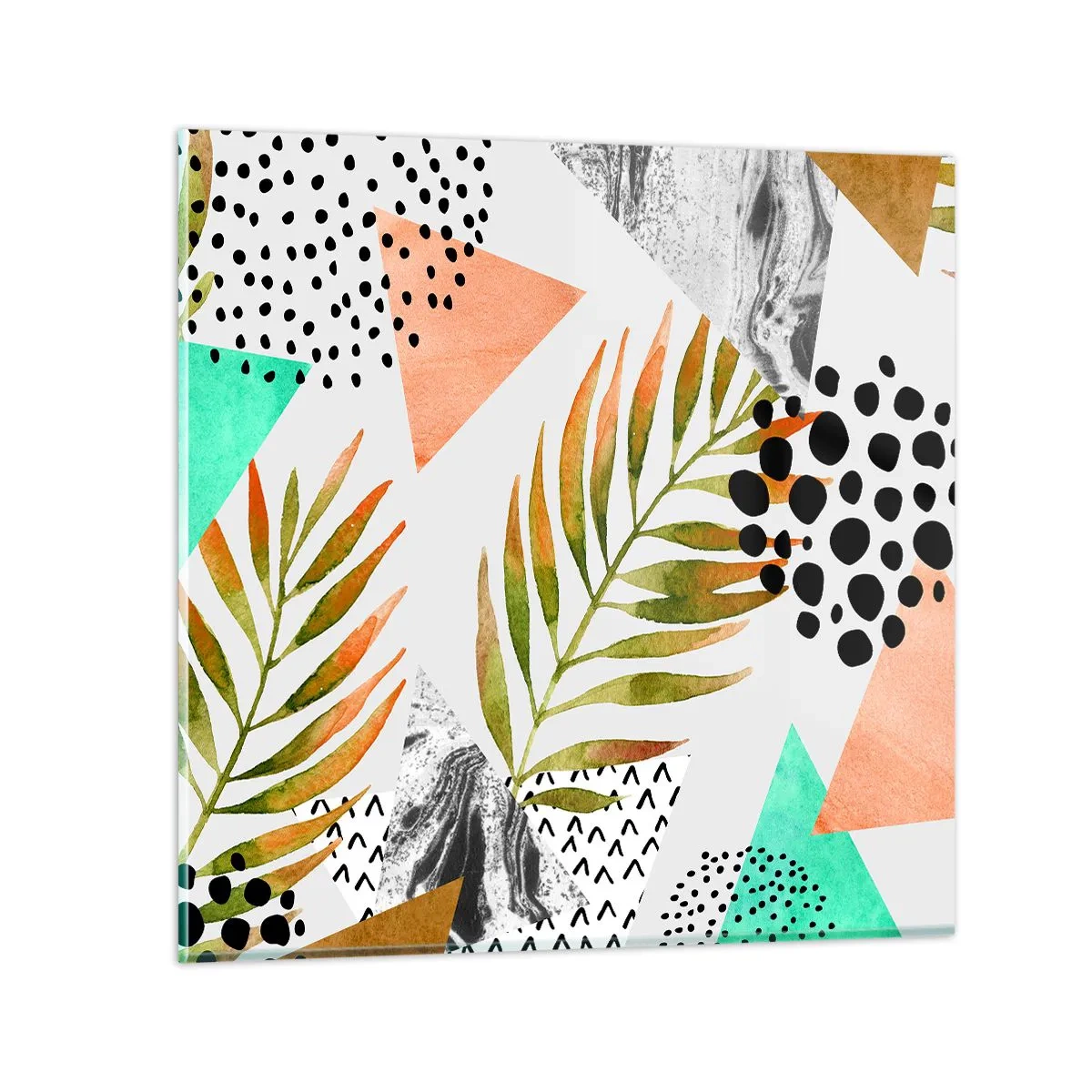 Tablou pe sticlă - Decorațiuni cu frunze de palmier - 40x40 cm