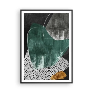 Poster în ramă neagră - Abstracție colorată cu fulgi de aur - 70x100 cm
