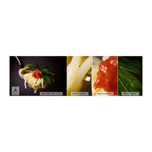 Mostră tapet autocolant Deluxe Sticker - Mușcătură gustoasă - Gastronomie, Spaghete, Italia - 100x30 cm