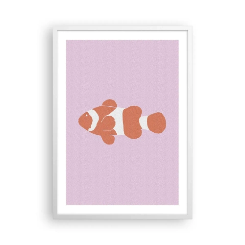 Poster în ramă albă - Coralul îi vine bine - 50x70 cm