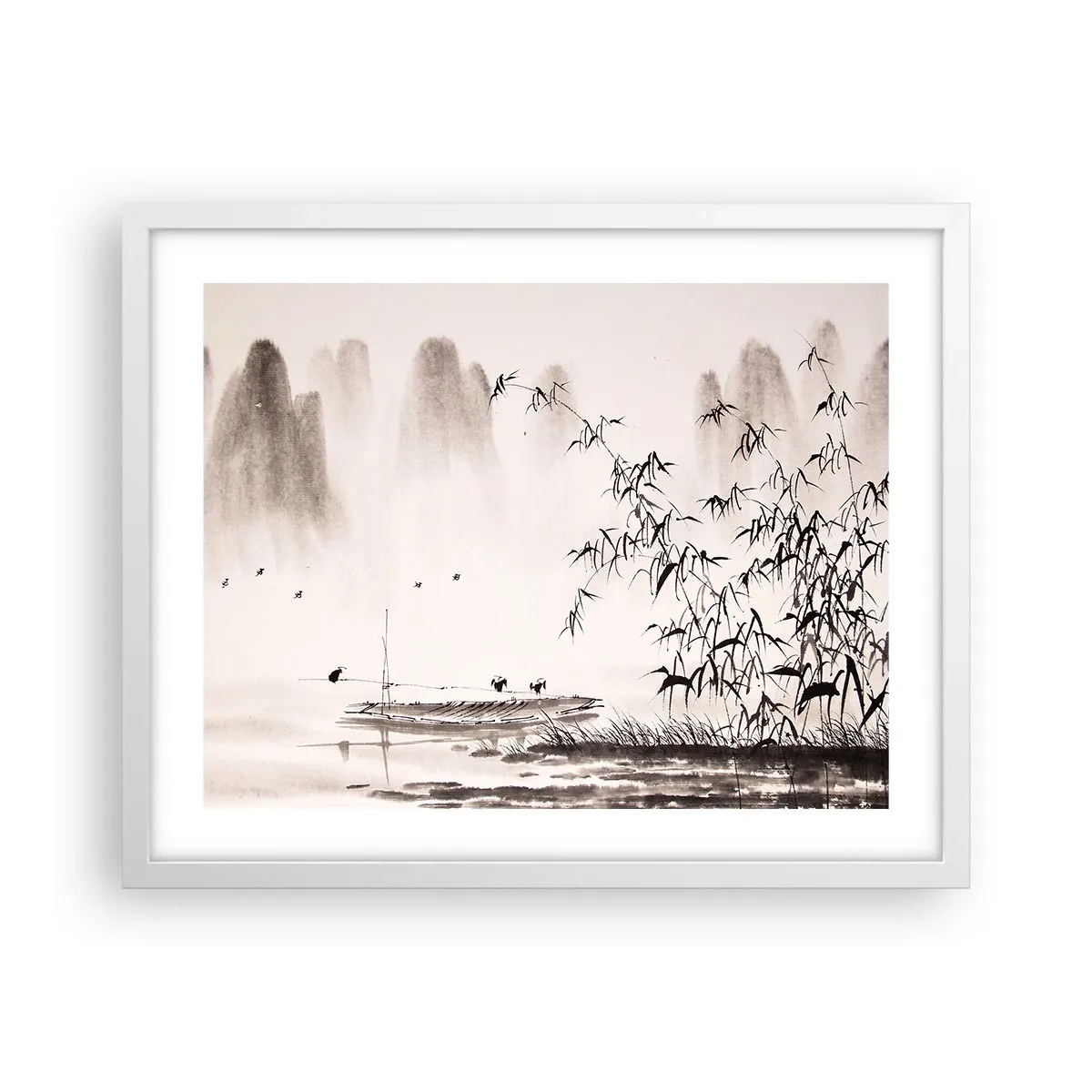 Poster în ramă albă - Liniștea câmpurilor de orez - 50x40 cm