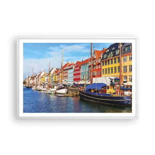 Poster în ramă albă - Portul vesel - 91x61 cm