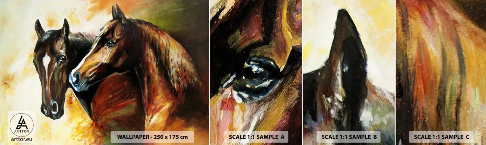 Mostră tapet autocolant Deluxe Sticker - De două ori mai fermecător - Animale, Cai, Natură - 100x30 cm