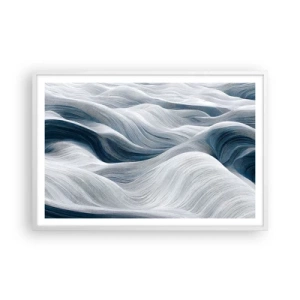 Poster în ramă albă - Valuri albastre și albe - 91x61 cm