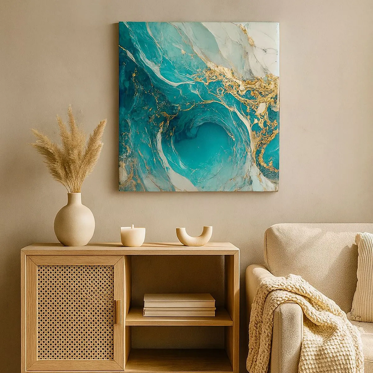 Tablou pe pânză - Compoziție cu vene aurii - 30x30 cm