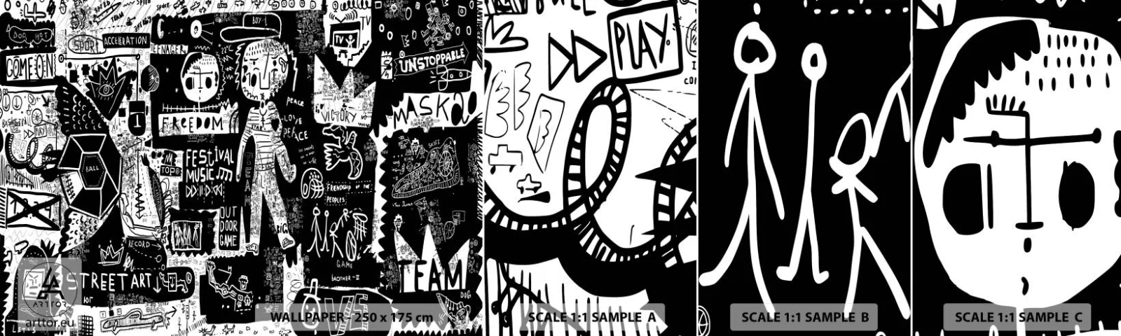 Mostră tapet autocolant Deluxe Sticker - Tinerețea duhovnicească a legii și a bucuriei - Graffiti, Bucată, Model modern - 100x30 cm