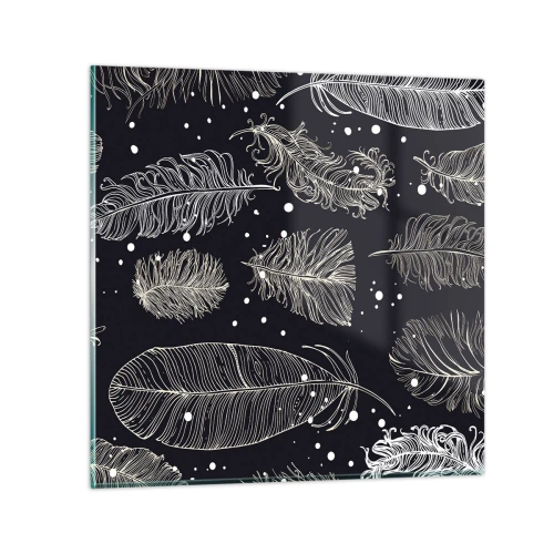 Tablou pe sticlă - Dantelă cu pene - 70x70 cm