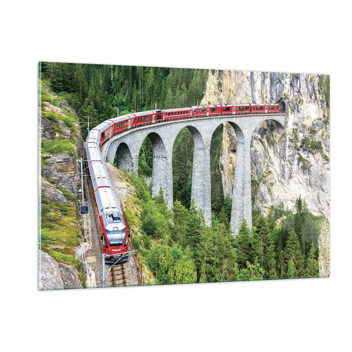 Tablou pe sticlă - Cu trenul prin munți - 120x80 cm