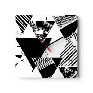 Ceas de perete - Ceas pe sticlă - Ploaie de triunghiuri - 40x40 cm