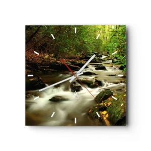 Ceas de perete - Ceas pe sticlă - Ca argintul lichid - 40x40 cm