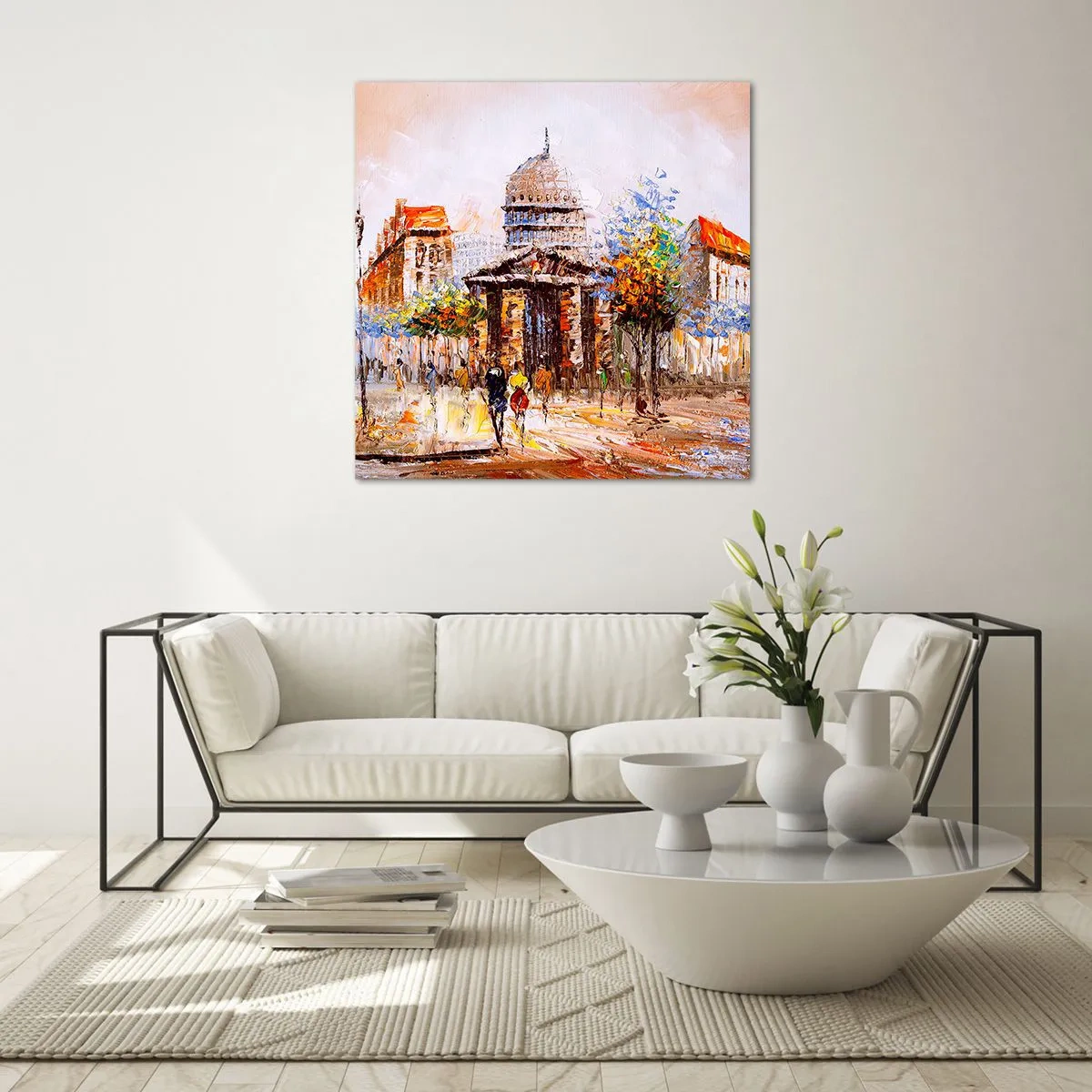 Tablou pe sticlă - O plimbare pariziană - 60x60 cm