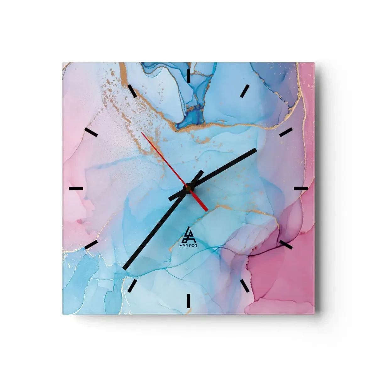 Ceas de perete - Ceas pe sticlă - Întâlnire și întrepătrundere - 30x30 cm