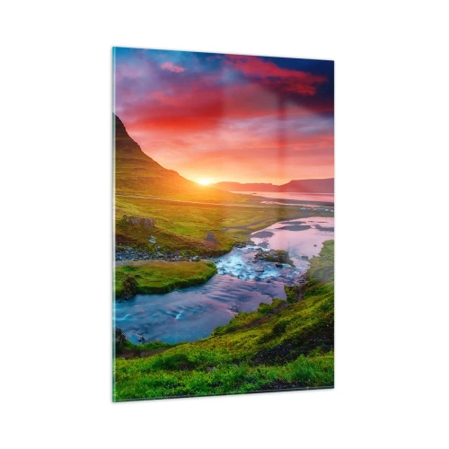 Tablou pe sticlă - Islanda - foc și apă - 50x70 cm