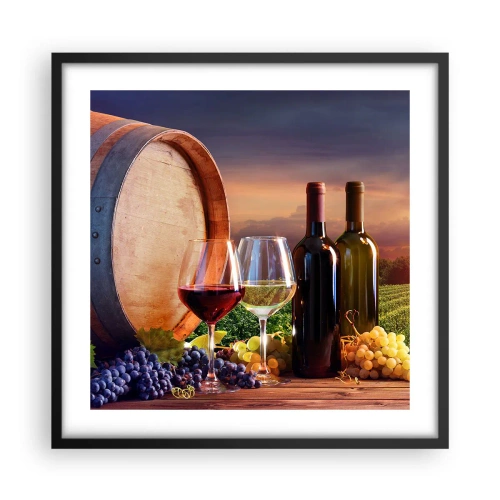 Poster în ramă neagră - Aici viața are un gust - 50x50 cm