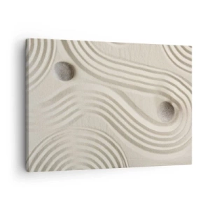 Tablou pe pânză Canvas - Design Zen minimalist cu nisip și pietre - 70x50cm - Atingere de căldură - Decorațiune modernă pentru perete pentru living și dormitor ARTTOR