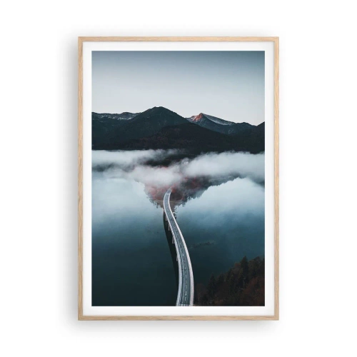 Poster în ramă de stejar deschis - Peste o apă netedă ca o oglindă - 70x100 cm