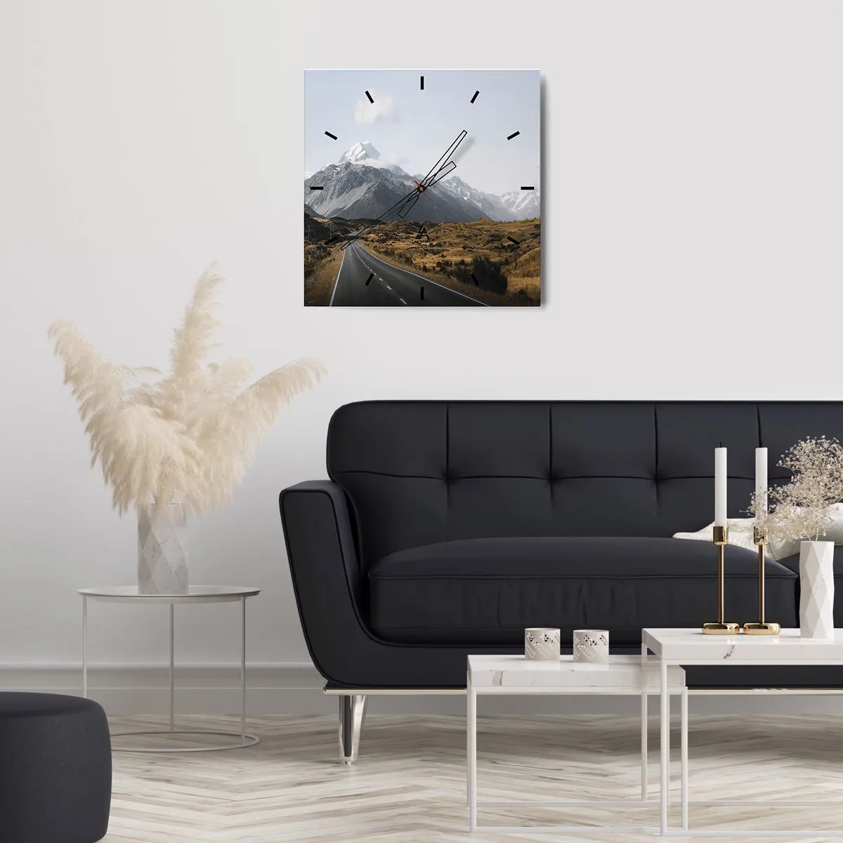 Ceas de perete - Ceas pe sticlă - Drumul spre inima munților - 40x40 cm