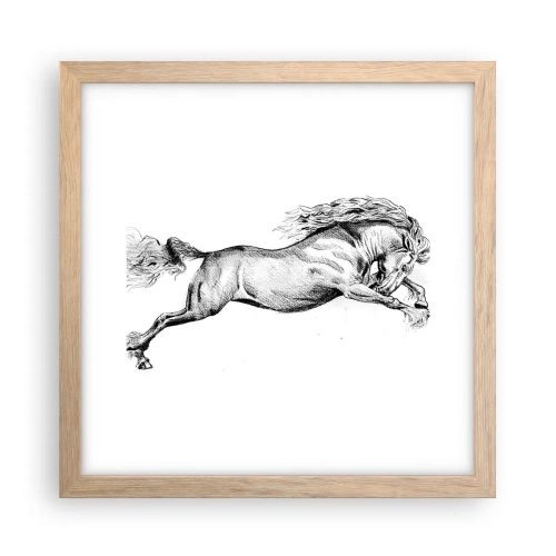 Poster în ramă de stejar deschis - Oprit din galop - 30x30 cm