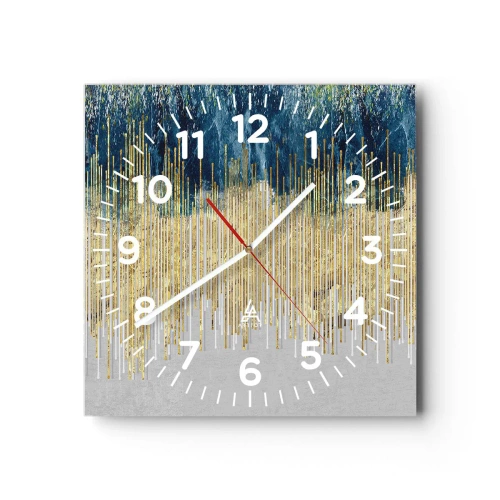 Ceas de perete - Ceas pe sticlă - Granița aurită - 30x30 cm
