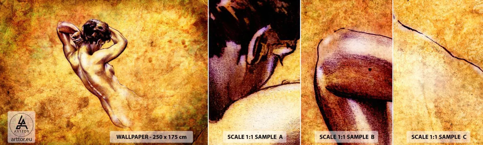 Mostră de Tapet Standard Eco - Dezvăluit, dar încă un mister - Femeie, act, Bucată - 100x30 cm