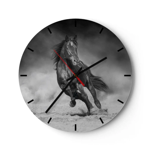 Ceas de perete - Ceas pe sticlă - Ilustrație a unei femei machiate care ține o orhidee la gură - 30x30cm - Dorința emirului - Decorațiune modernă pentru perete pentru living, bucătărie și dormitor ARTTOR