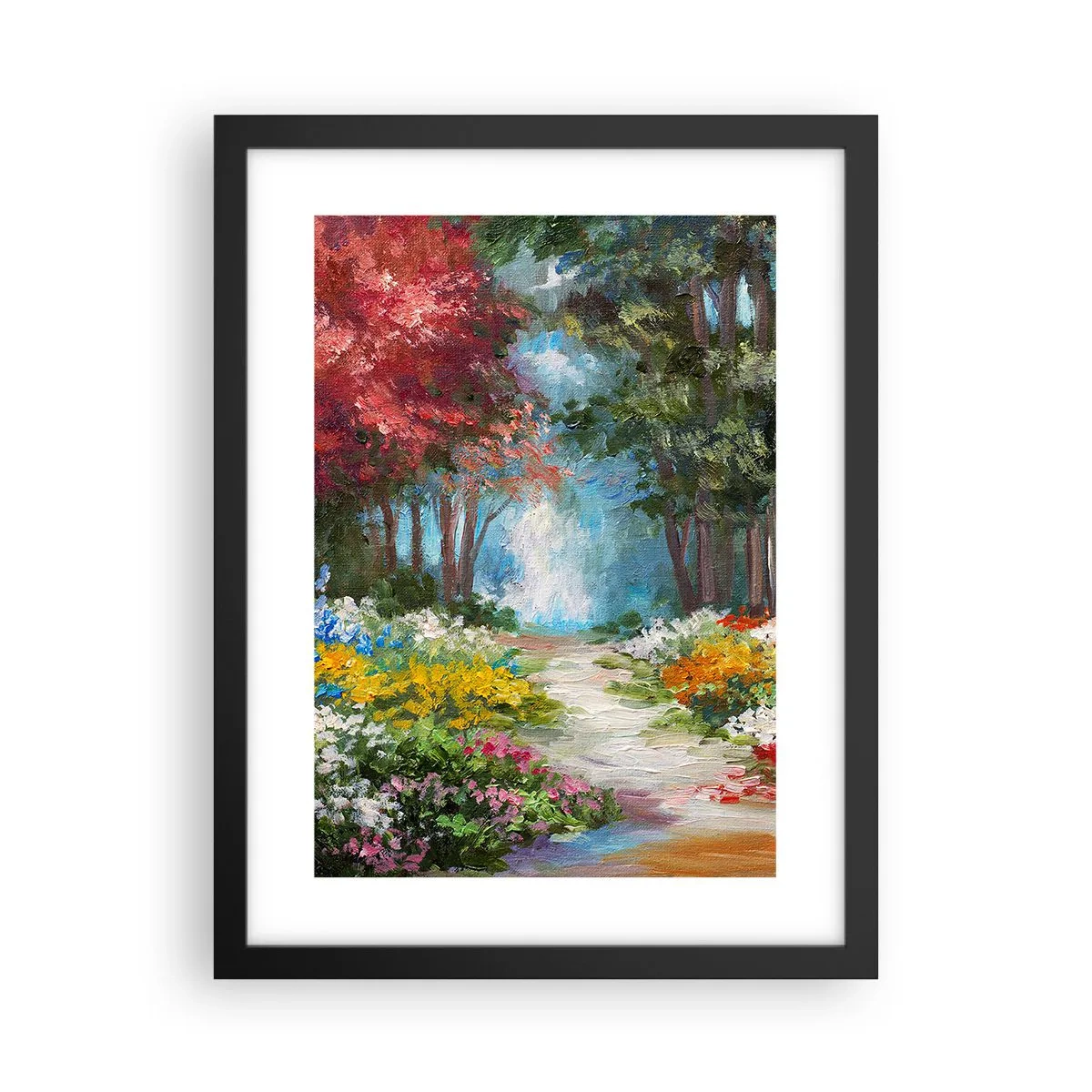 Poster în ramă neagră - Grădină de pădure, pădure de flori - 30x40 cm