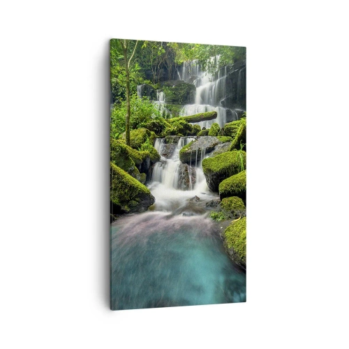 Tablou pe pânză - Turcoaz, safir și argint lichid - 45x80 cm