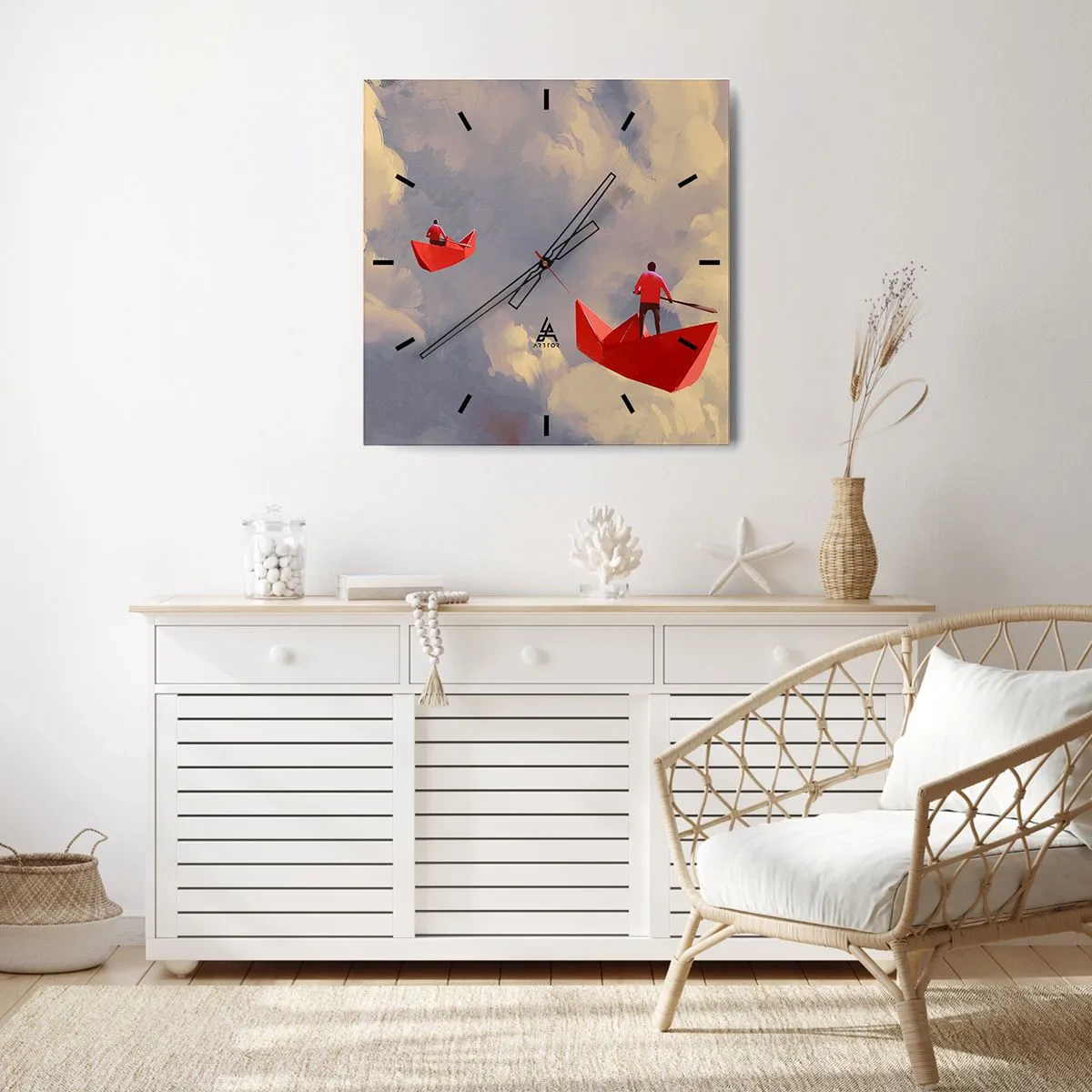 Ceas de perete - Ceas pe sticlă - Expediția visătorilor - 30x30 cm