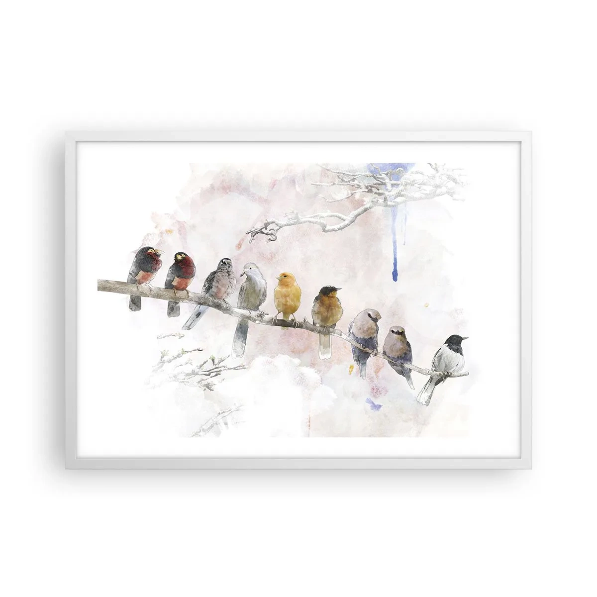 Poster în ramă albă - Întâlnire înaripată - 70x50 cm