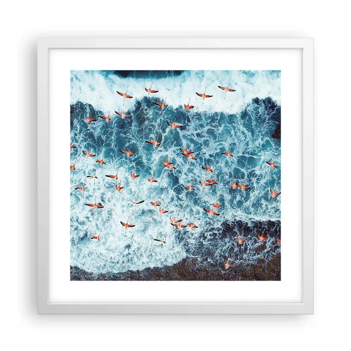 Poster în ramă albă - Parada de la malul mării - 40x40 cm