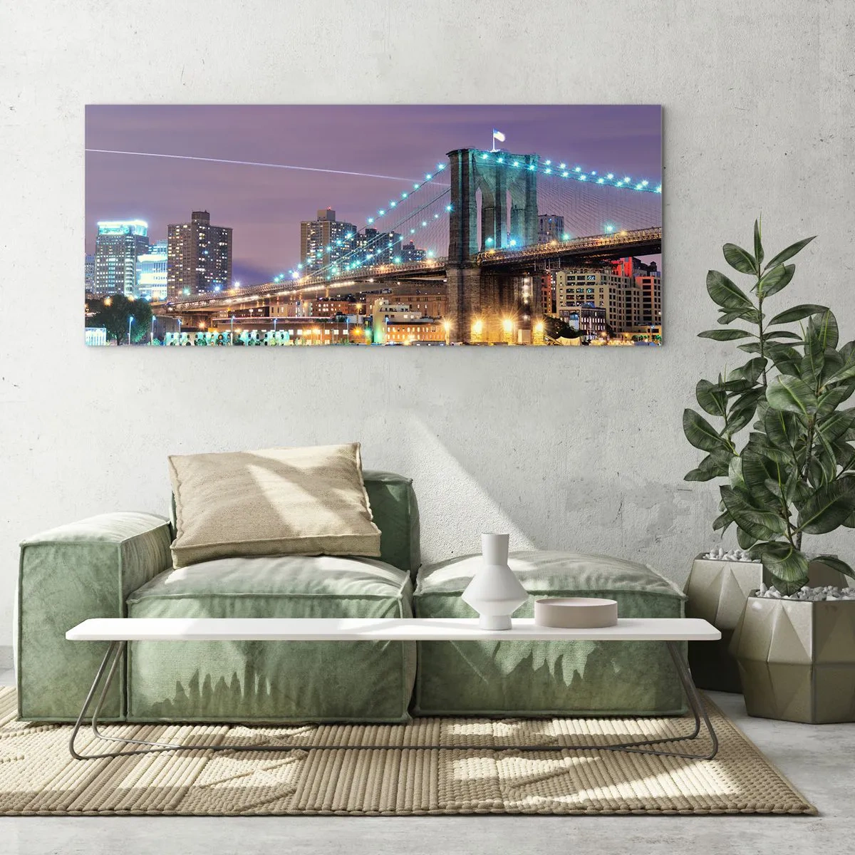 Tablou pe sticlă - De mulți ani, Podul Brooklyn - 140x50 cm