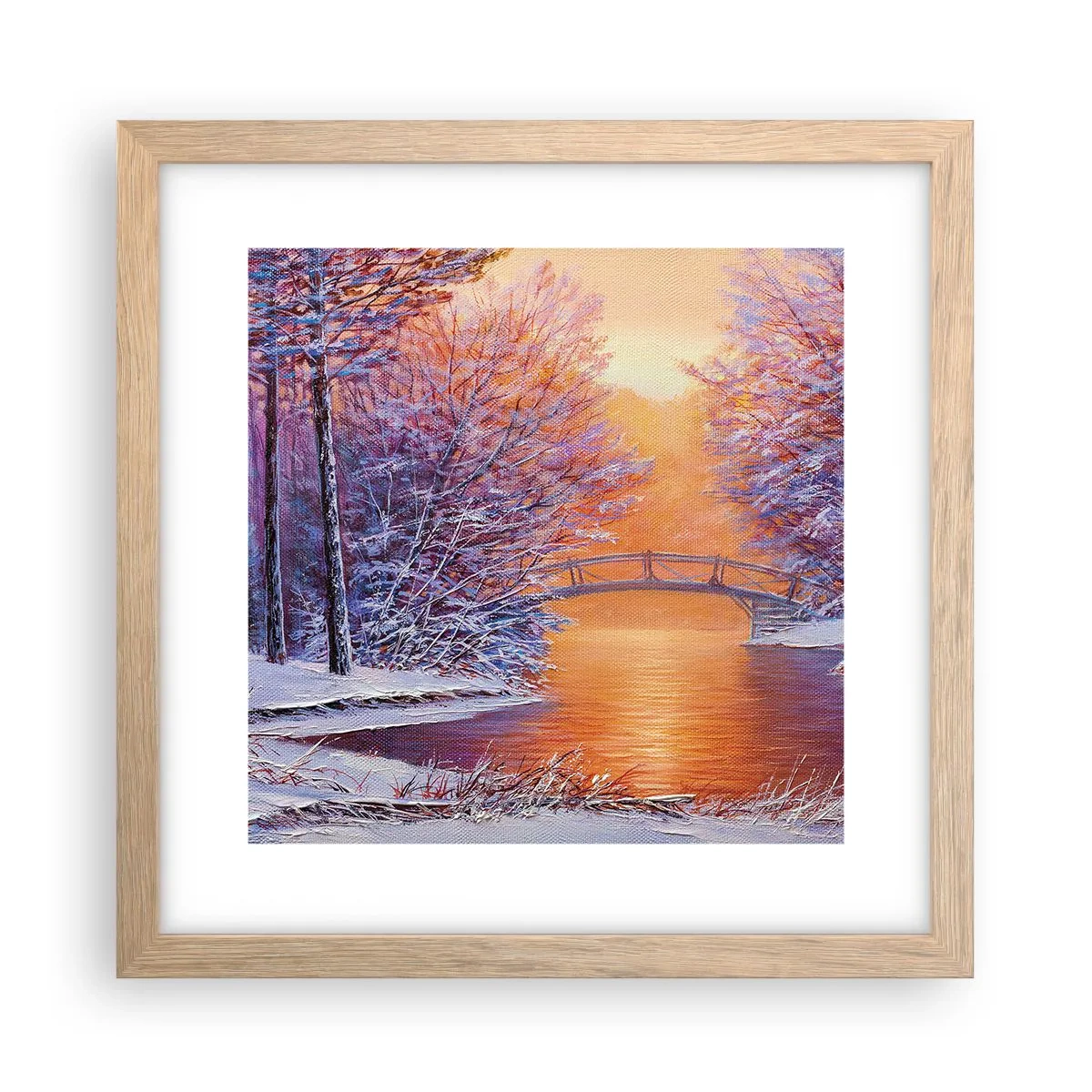 Poster în ramă de stejar deschis - Hai să ne întâlnim aici - 30x30 cm