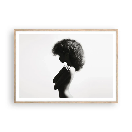 Poster în ramă de stejar deschis - Ca o floare pe o tulpină subțire - 100x70 cm