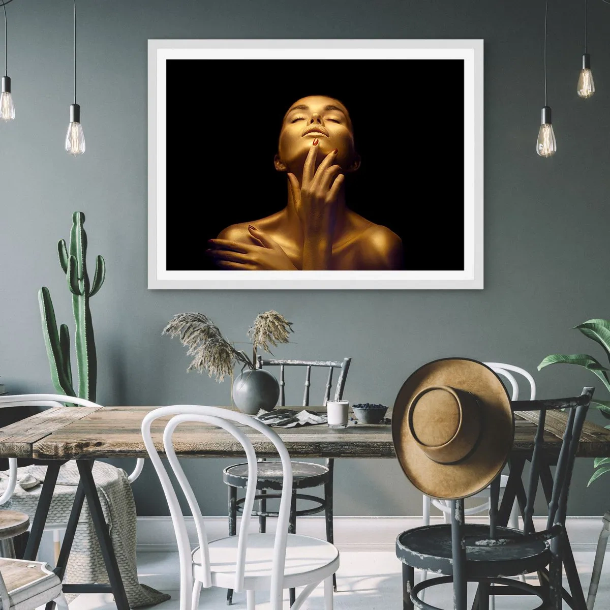 Poster în ramă albă - Ca mătasea aurie - 91x61 cm