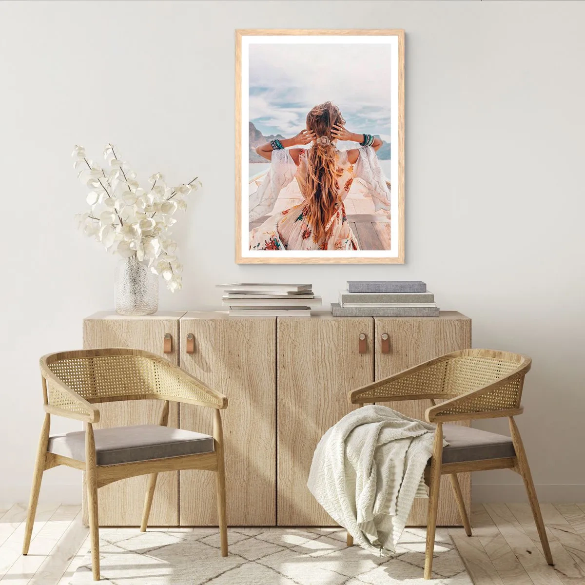 Poster în ramă de stejar deschis - Pe drumul spre fericire - 70x100 cm