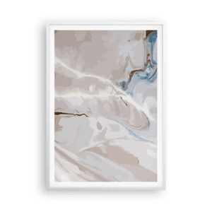 Poster în ramă albă - Meandre albastre sub alb - 70x100 cm