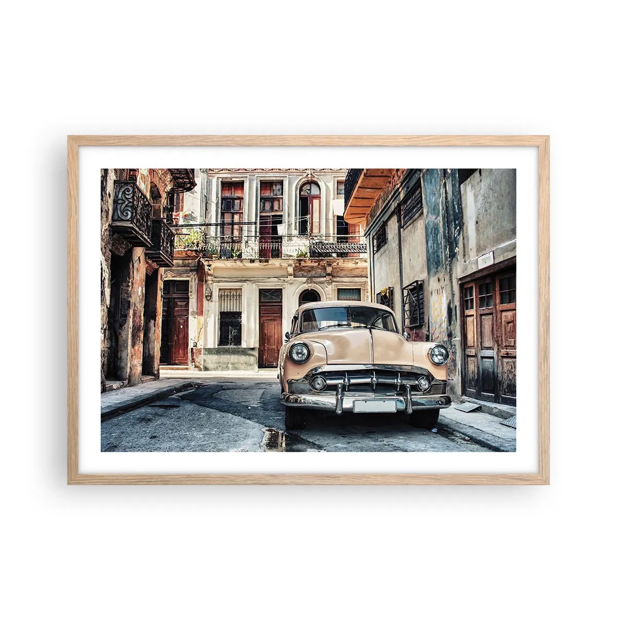 Poster în ramă de stejar deschis - O siestă în Havana - 70x50 cm
