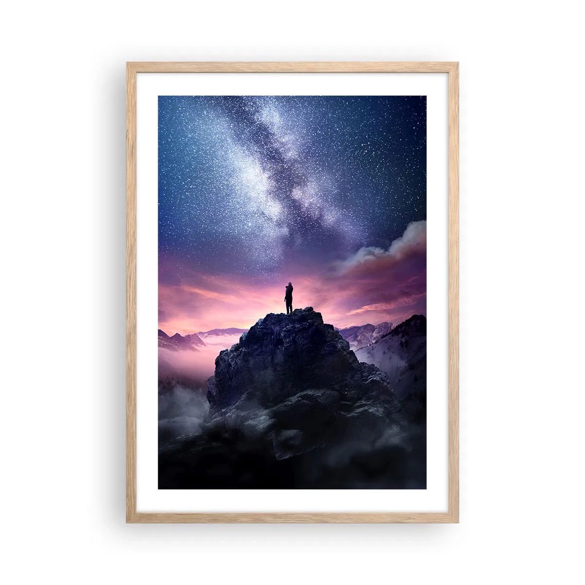 Poster în ramă de stejar deschis - Și a simțit viața - 50x70 cm