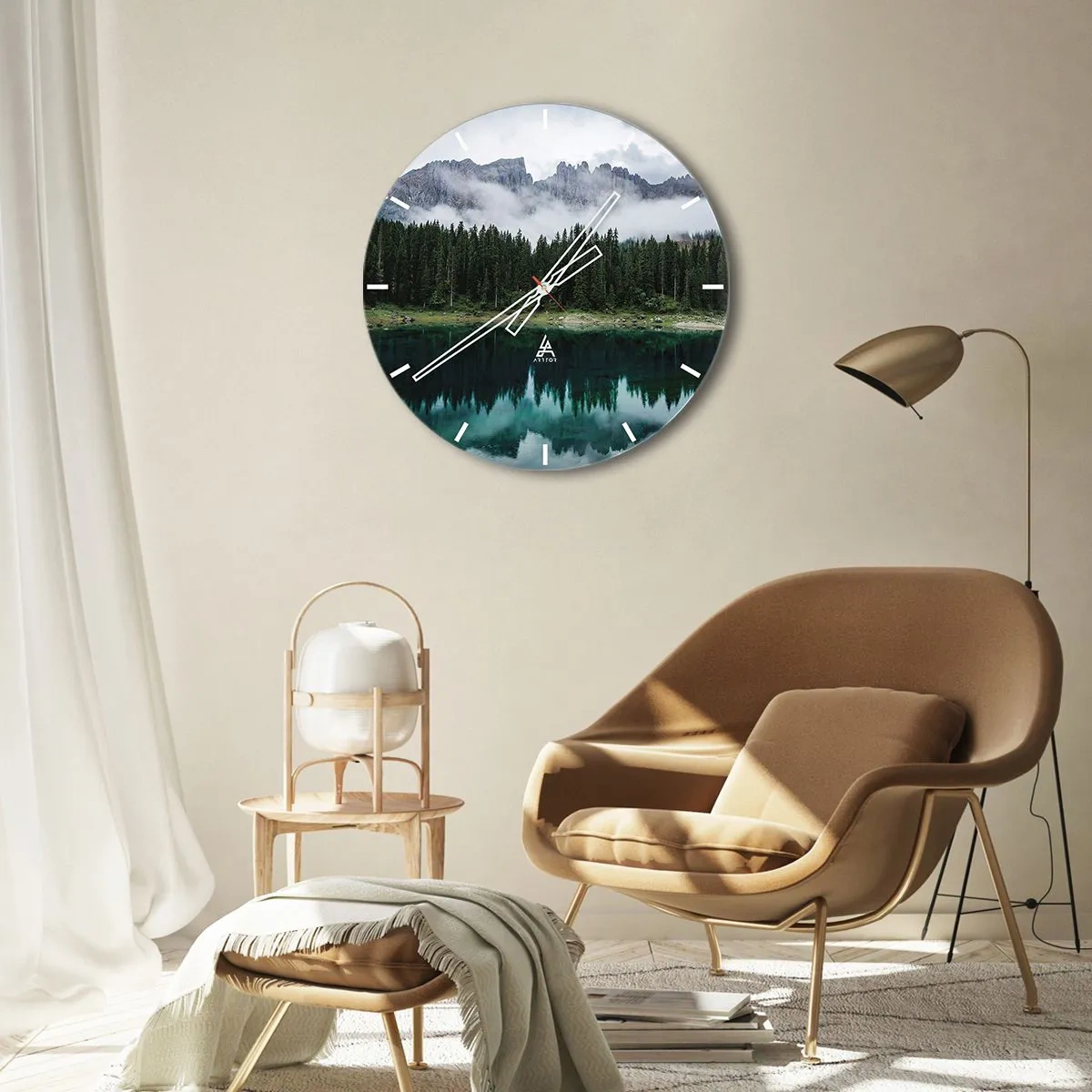 Ceas de perete - Ceas pe sticlă - Liniște, liniște, să nu trezim apa care doarme... - 30x30 cm