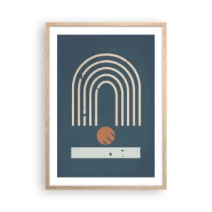 Poster în ramă de stejar deschis - Geometrie în funcție de rodie - 50x70 cm