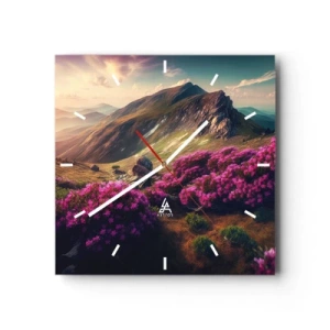 Ceas de perete - Ceas pe sticlă - Vara la munte - 40x40 cm