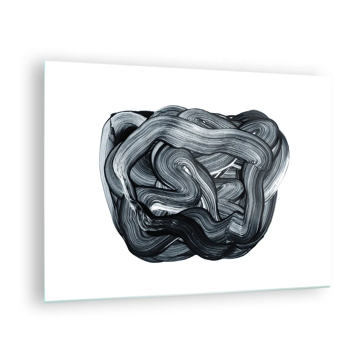 Tablou pe sticlă - Abstracție cu pensulă alb-negru - 70x50cm - Nu este atât de simplu - Decorațiune modernă pentru perete pentru living și dormitor ARTTOR