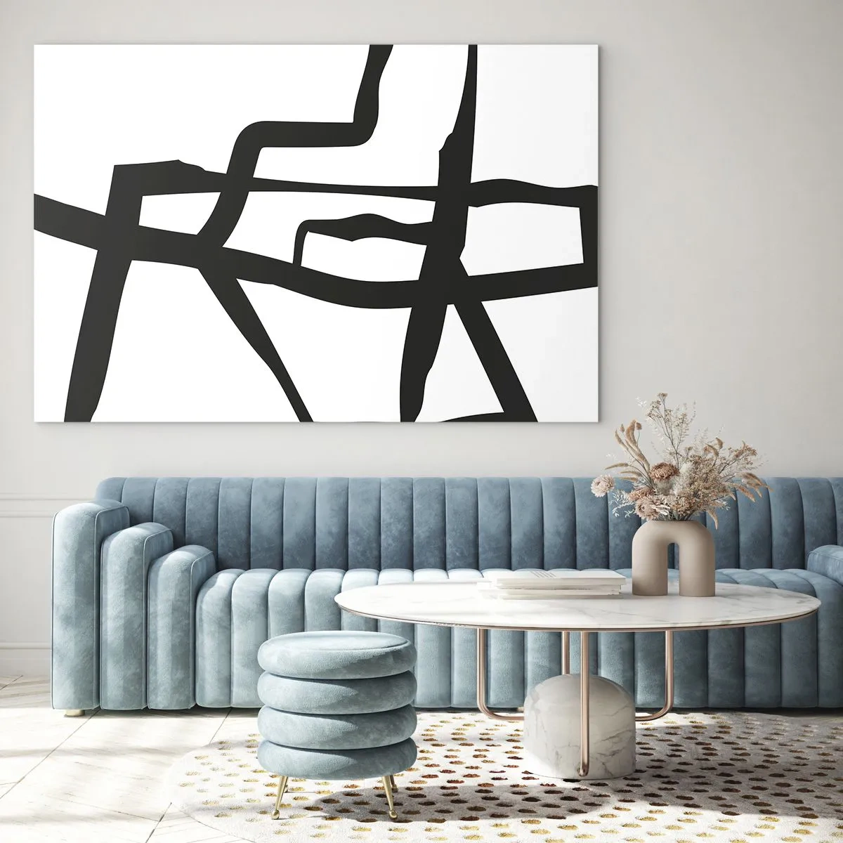 Tablou pe sticlă - Construcție în alb și negru - 100x70 cm