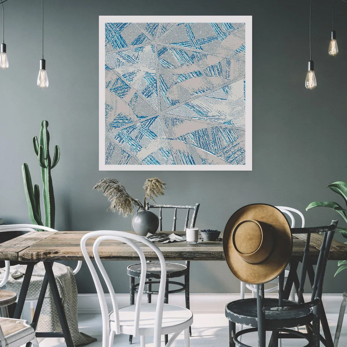 Poster - Într-un labirint de gri-albastru - 50x50 cm