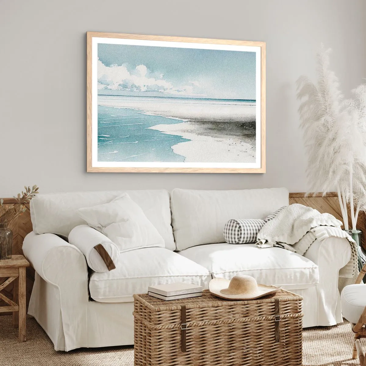 Poster în ramă de stejar deschis - Mareea blândă - 100x70 cm