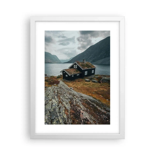 Poster în ramă albă - Stațiune de vară lângă fiord - 30x40 cm