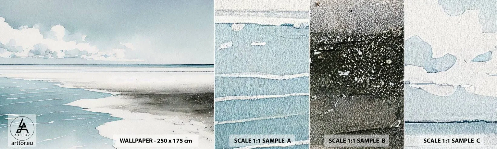 Mostră de Tapet Standard Eco - Mareea blândă - Coasta, plajă, Calm - 100x30 cm