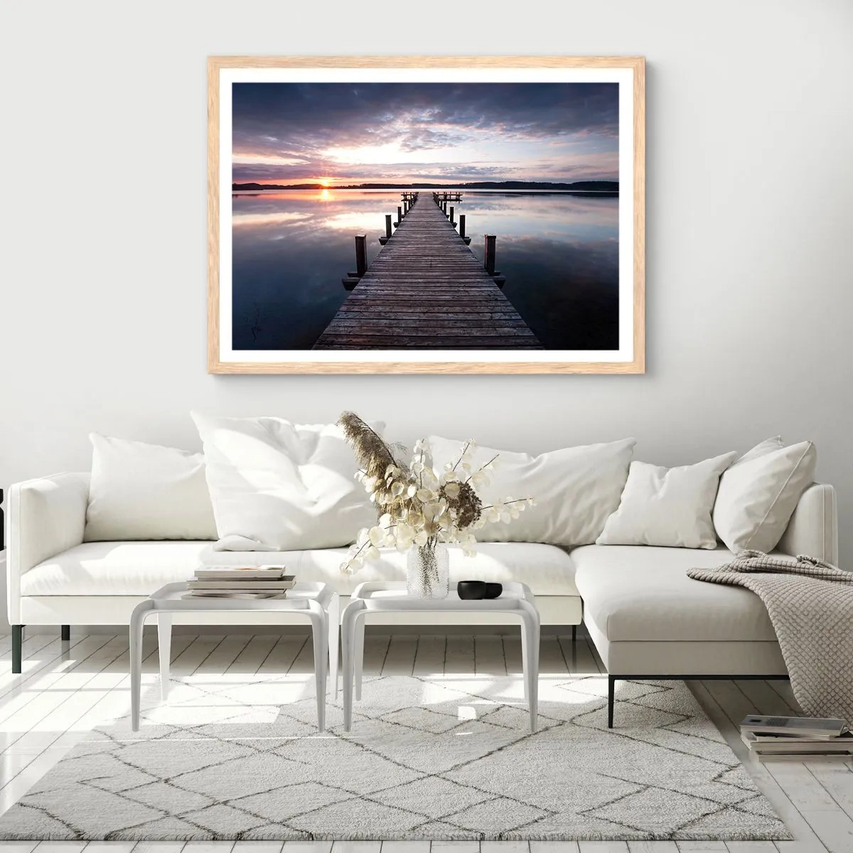 Poster în ramă de stejar deschis - Granița tăcută dintre zi și noapte - 40x30 cm